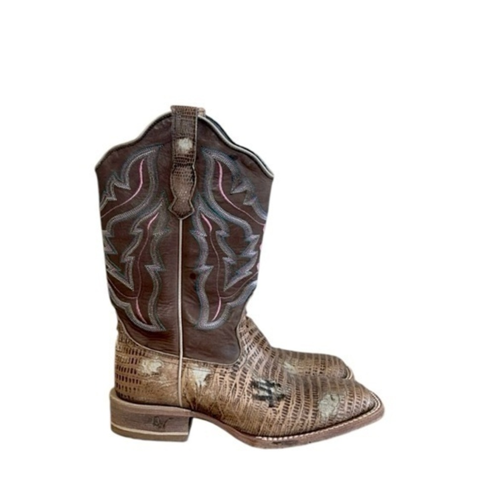 Idyllwind Outlaw Distressed Style Lizard Square Toe Stitching Western Boots 6.5